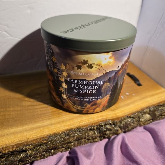 Bath & Body Works Farmhouse Pumpkin & Spice Candle - Forest Green - Picture 1 of 2